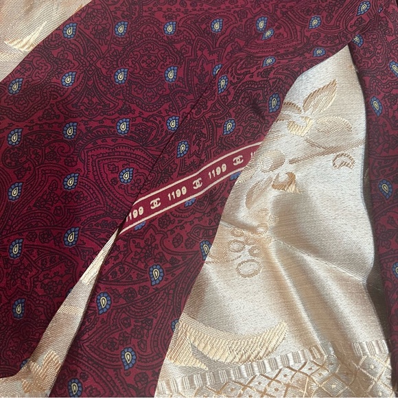 Vintage Chanel Black & Red Wheat Bundle Necktie-100% Silk-Made in Italy - Picture 3 of 5